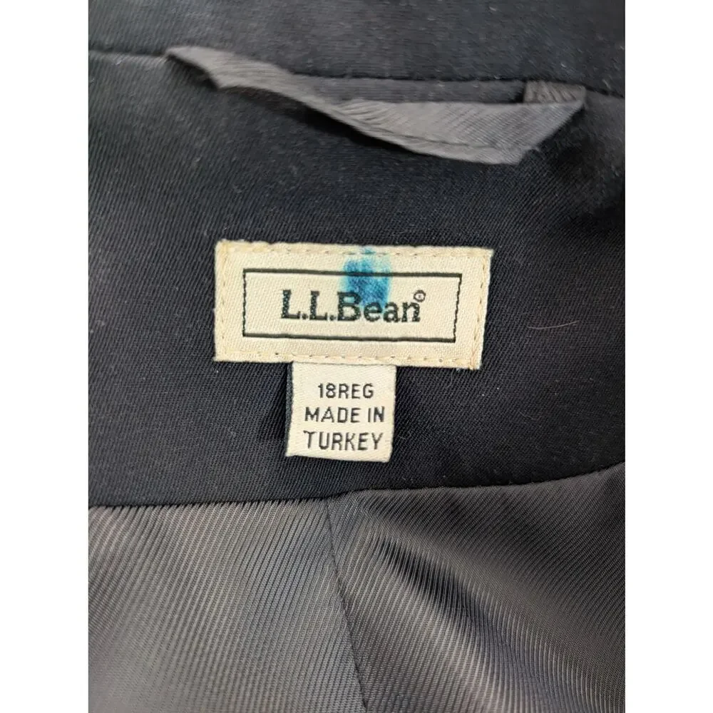 L.L. BEAN! LUXE BLACK DRESS JACKET, BLAZER, GOLD BUTTONS, MACHINE WASHABLE! 18R